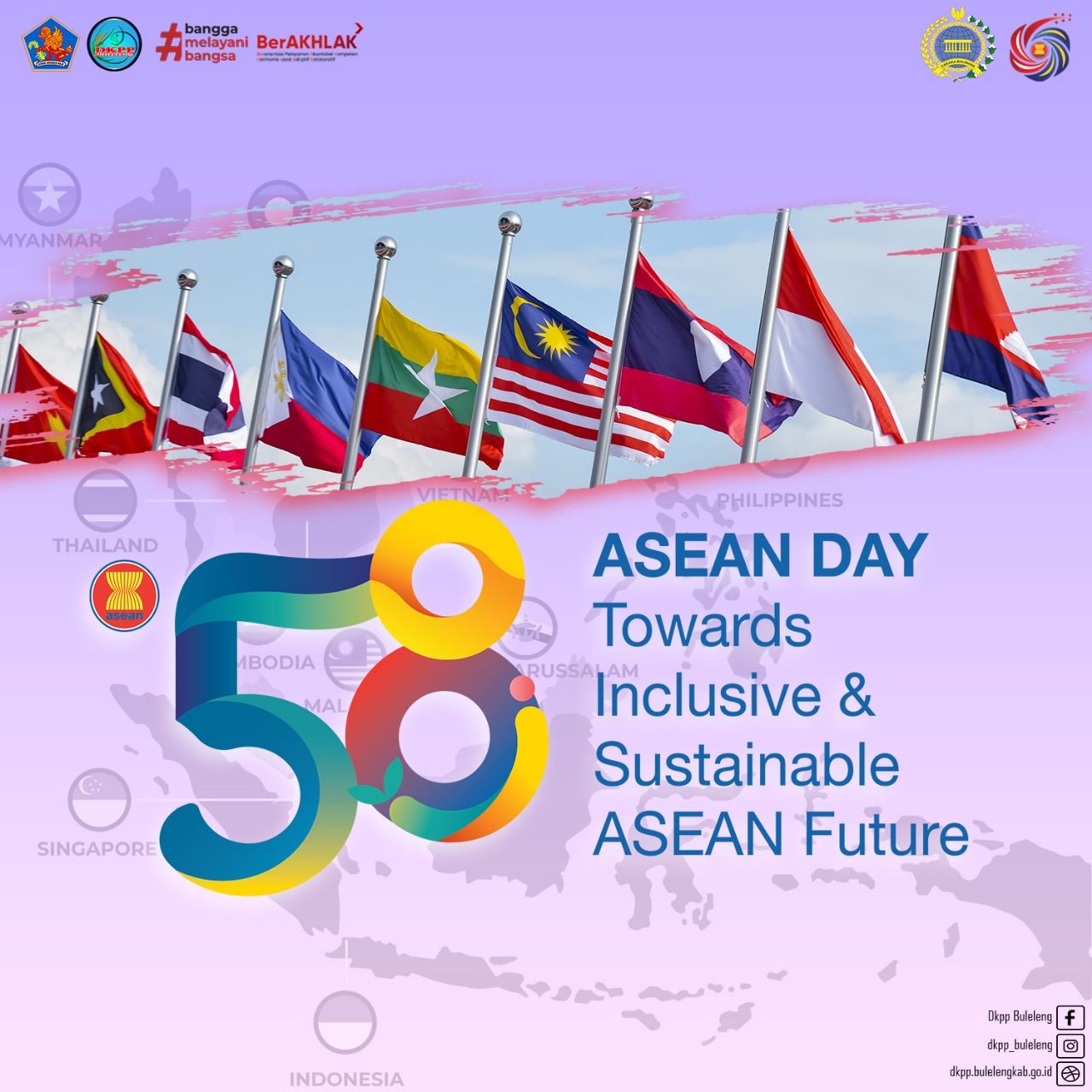 Peringatan ASEAN DAY 58th 2025. Towards Inclusive & Sustainable ASEAN Future